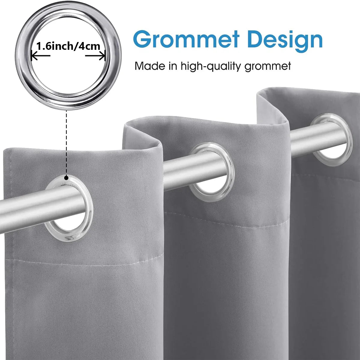 4 Pack Blackout Curtains Heat Insulated Noise Reduction