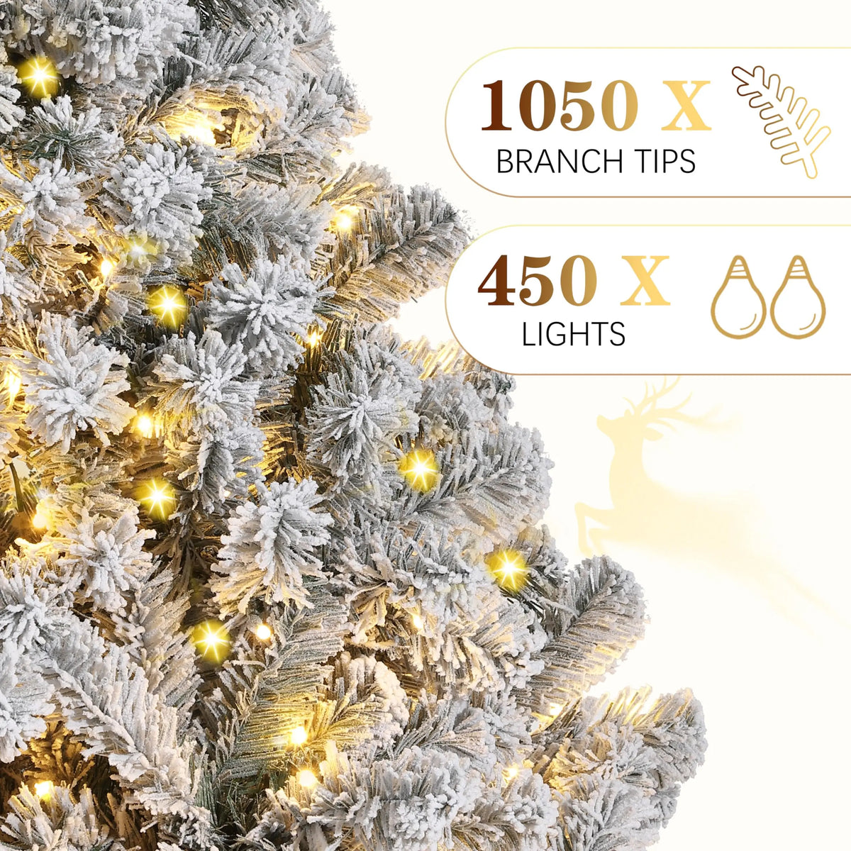Snow Flocked Artificial Christmas Tree With Warm White LED Lights