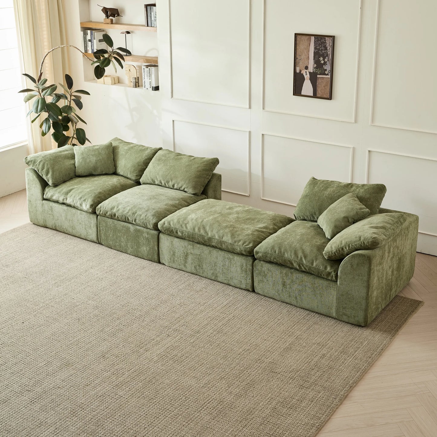 Yeflixvrau Cloud L Shaped 3 Seater Chenille Sofa Modular Sectional