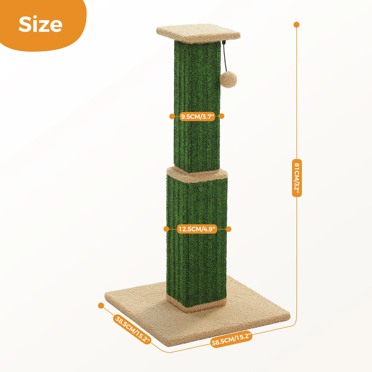 PAWZ Road Tall Cat Scratching Post With Sisal Ball