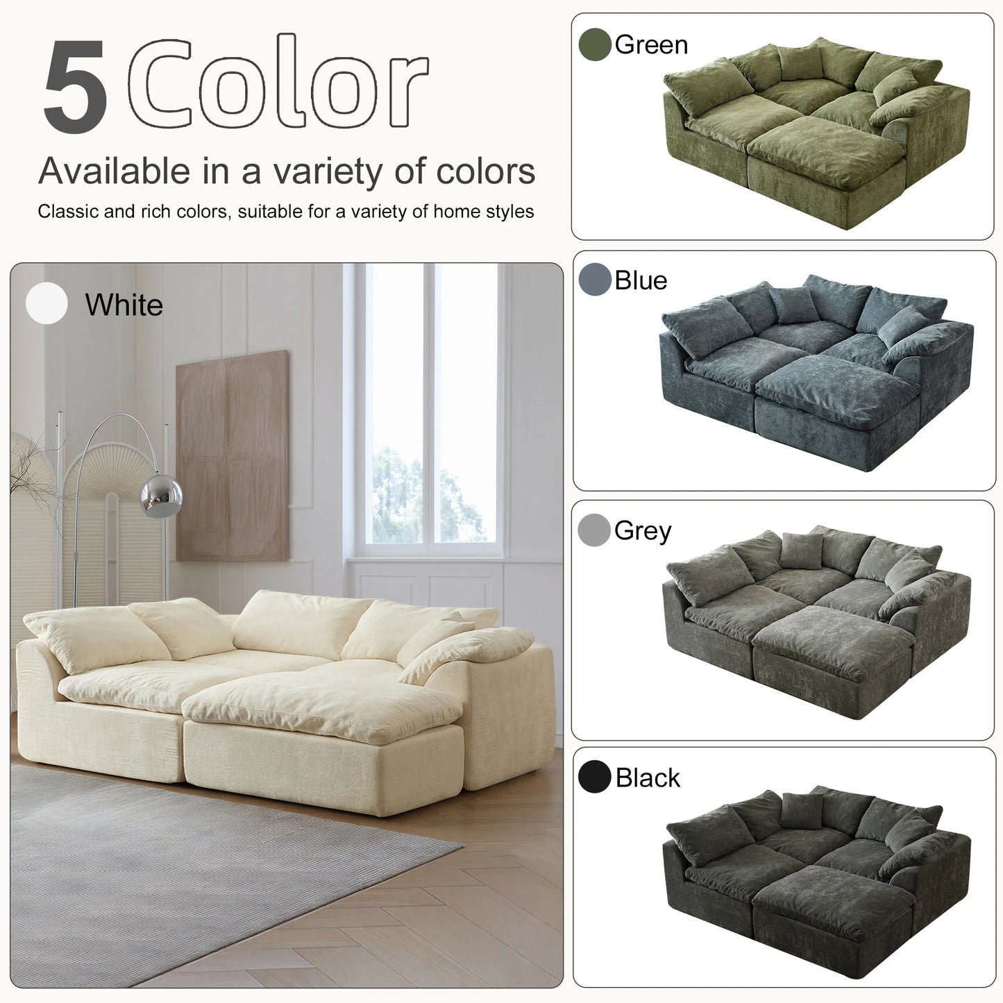 Yeflixvrau Modern Modular Sectional Sofa Cloud Couch