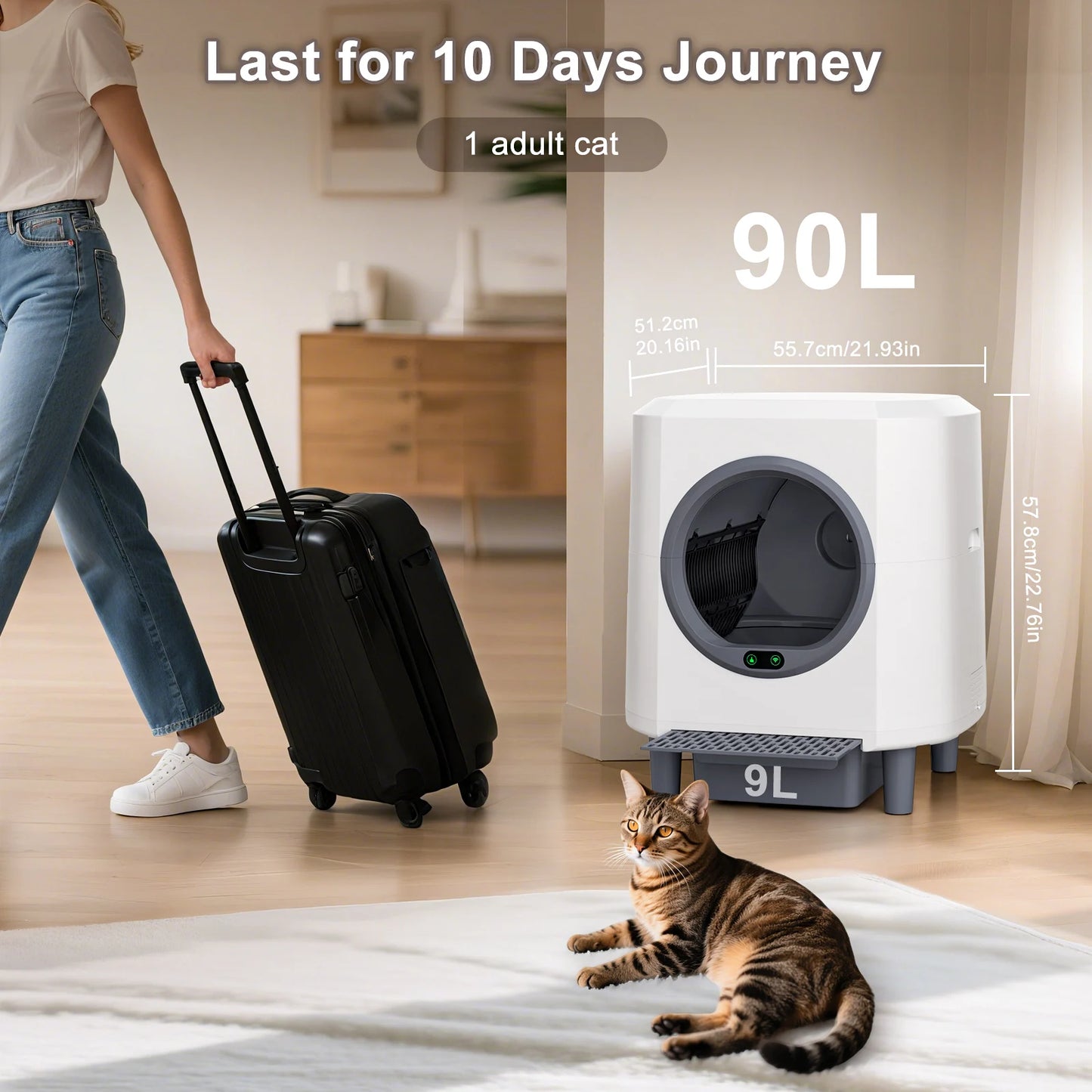 Ellenpent Automatic Self-Cleaning Litter Box With App Control