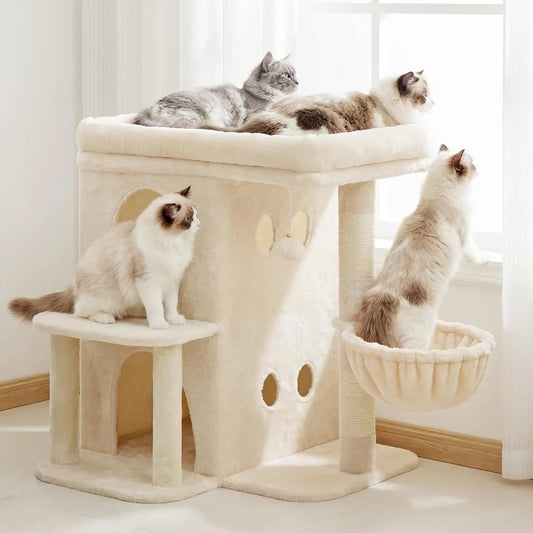 NBVCX Cat Tower With Large Perch And Dual Condos Durable