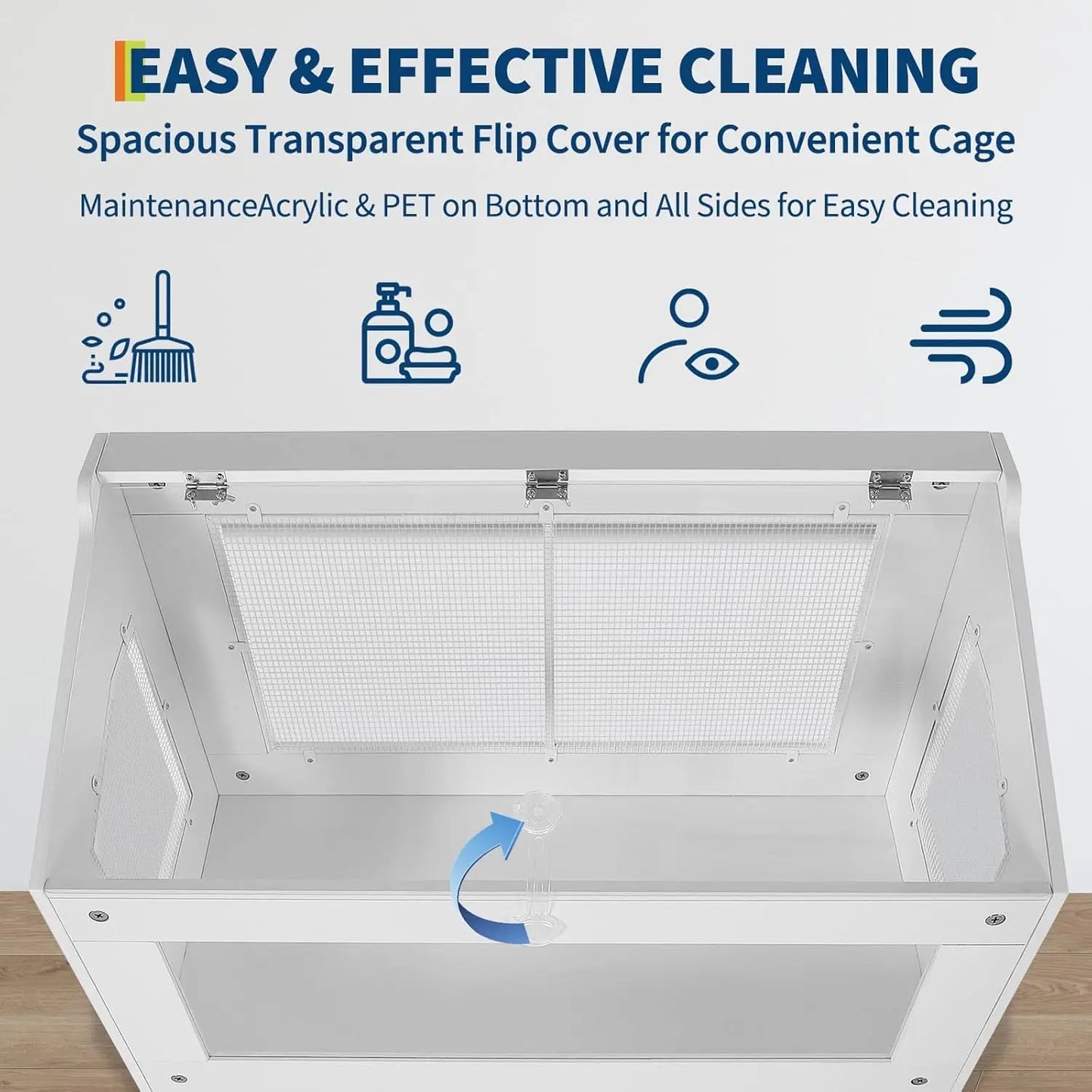 HiMISS Acrylic Pet Cage With Storage Cabinet Easy Clean