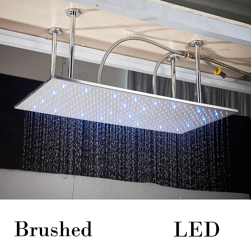 Wanmivezlo Brass LED Rain Shower Head Powered By Water Flow