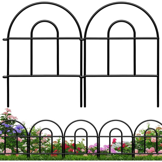 Xiuwo Decorative Black Metal Garden Fence 20 Panels Animal Barrier