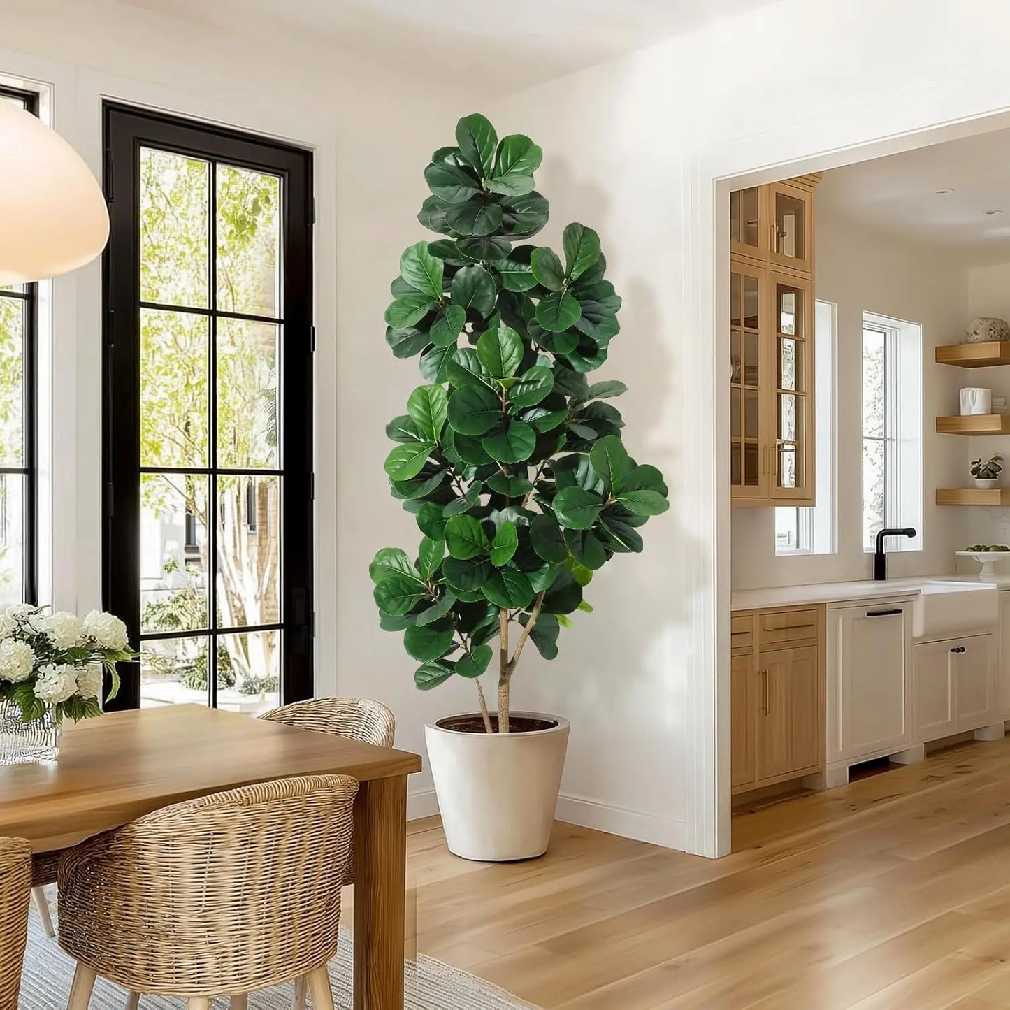 HiMISS Artificial Fiddle Leaf Fig Tree Realistic Leaves Planter Pot