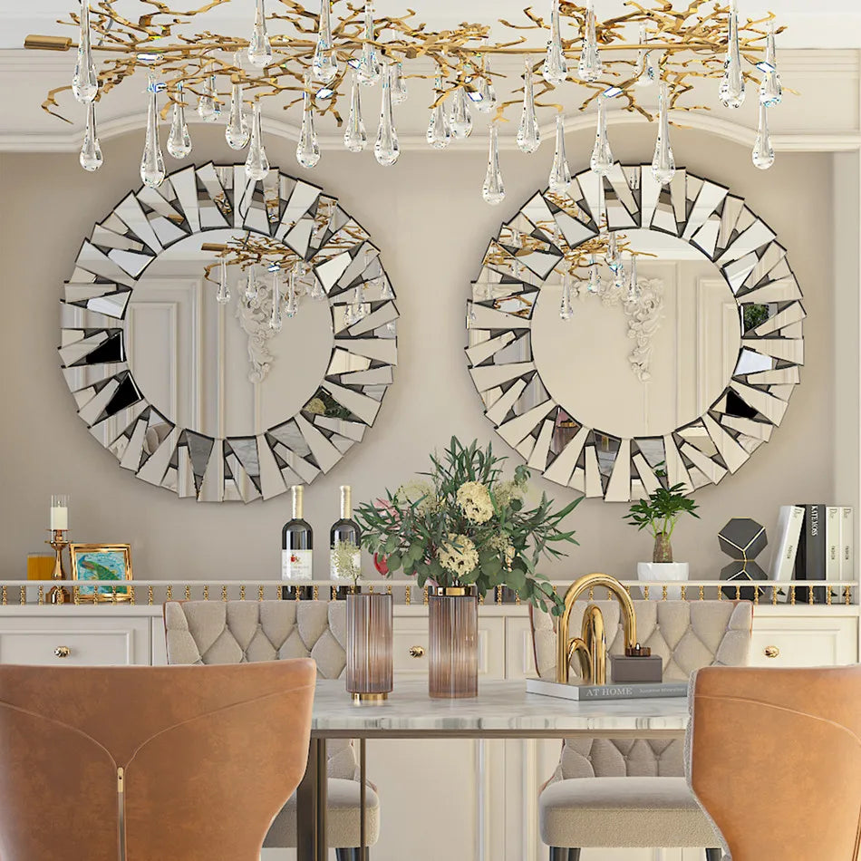 Luvodi Round Wall Mirror With Decorative Starburst Frame