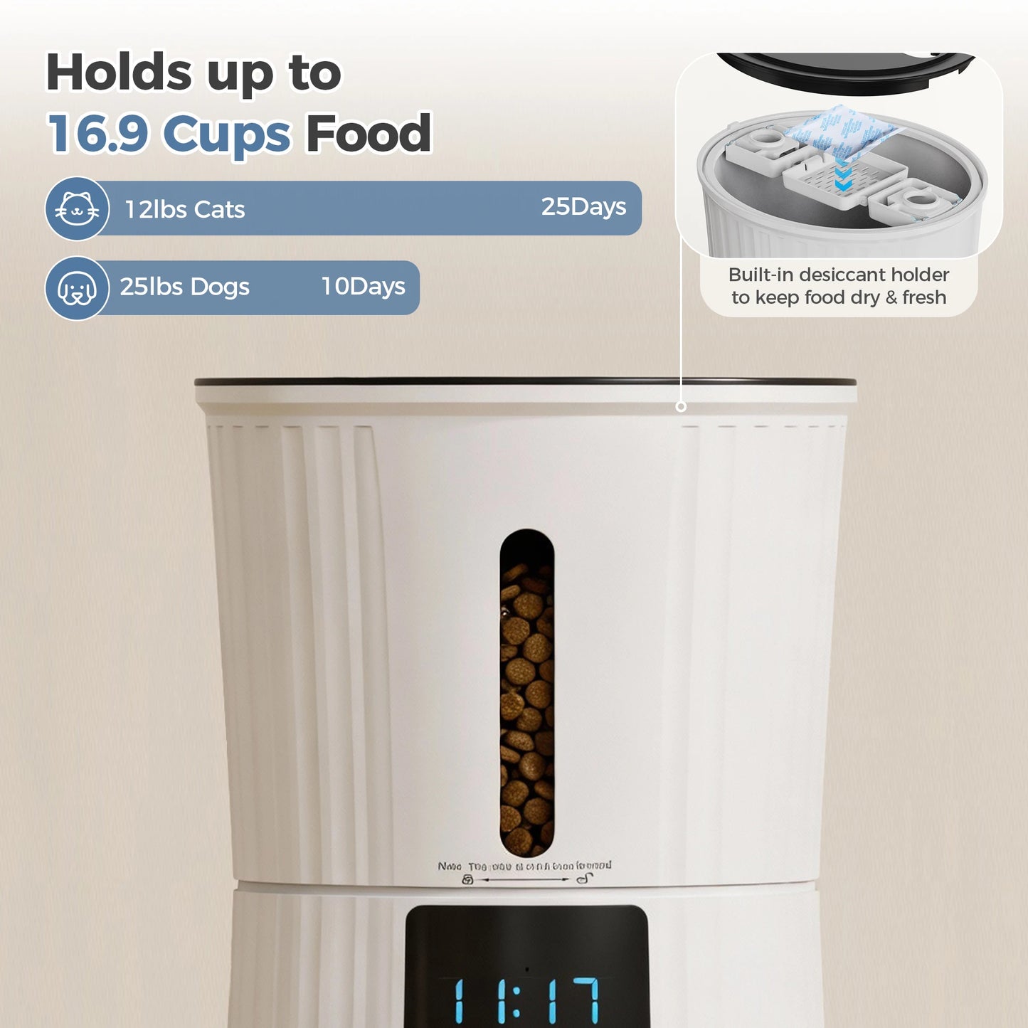 JHK Automatic Cat Feeder With WiFi Timed Dispenser App Control
