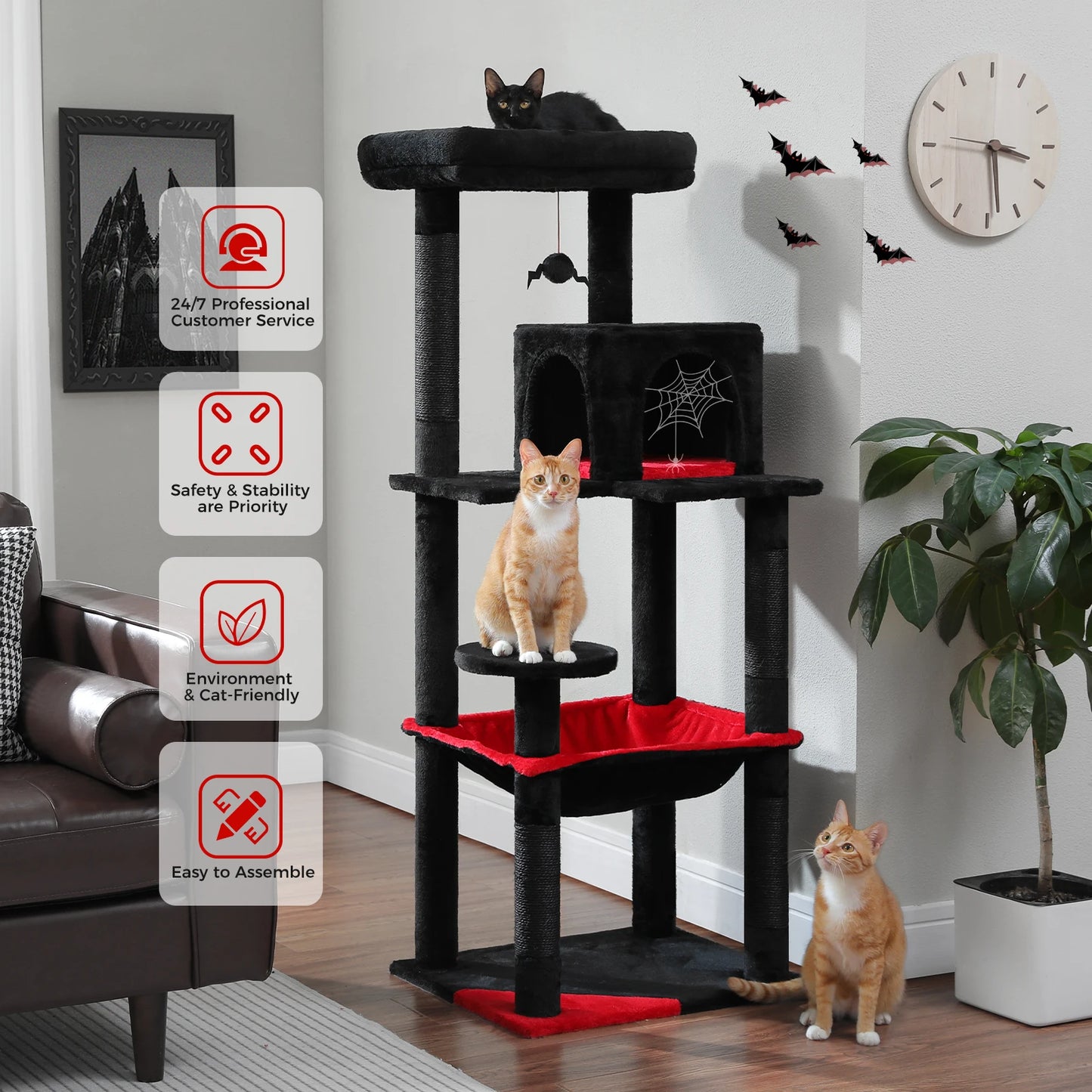 PAWZ Road Gothic Cat Tree Indoor Tall Cat Tower Hammock