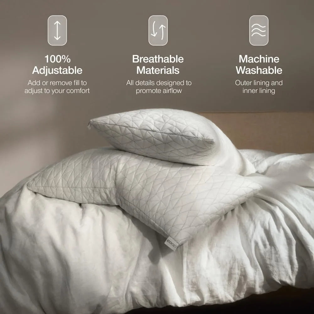 Coop Home Goods Adjustable Memory Foam Pillow For Back Sleepers