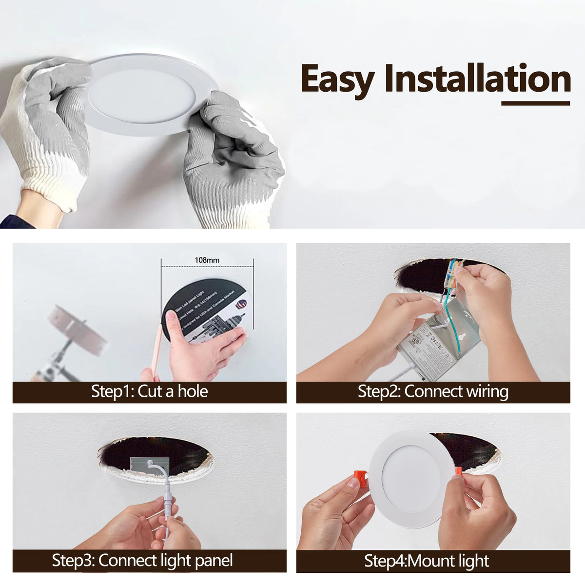 ArlgSite Dimmable Shellless Led Recessed Downlights With Junction Box