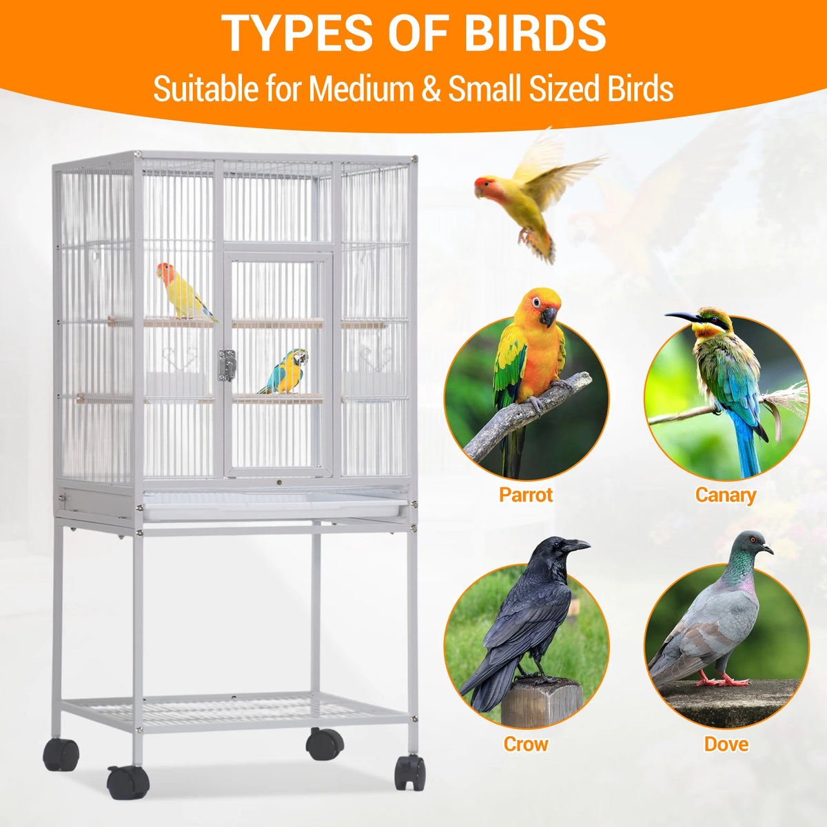 Metal Small Animal Cage With Wheels And Removable Tray