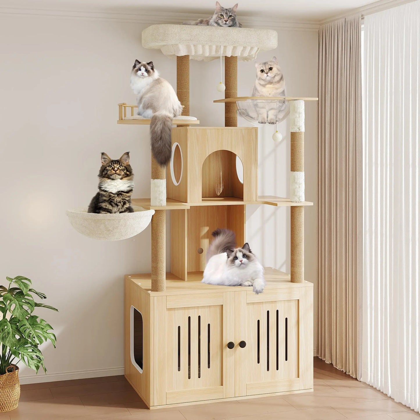 Studyset Multi Level Cat Tree With Litter Box Enclosure