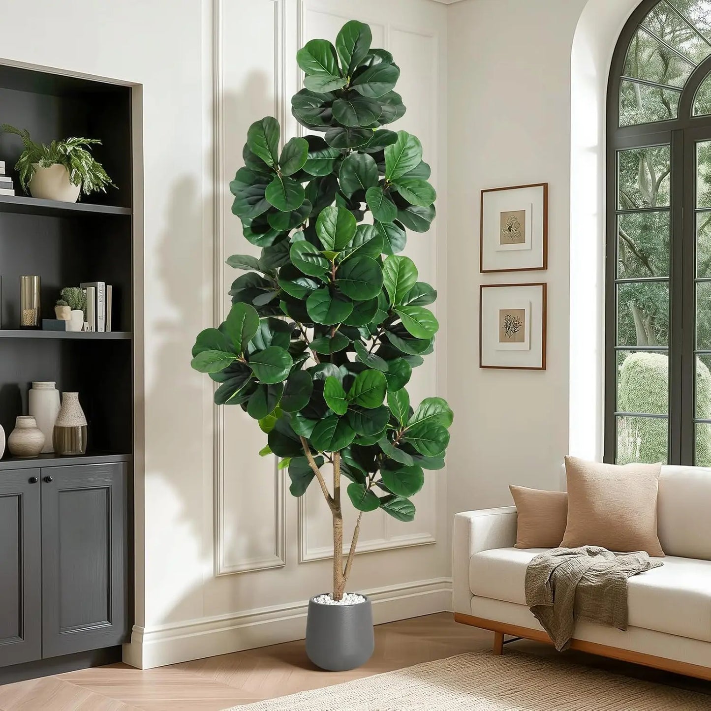 HiMISS Artificial Fiddle Leaf Fig Tree Realistic Leaves Planter Pot