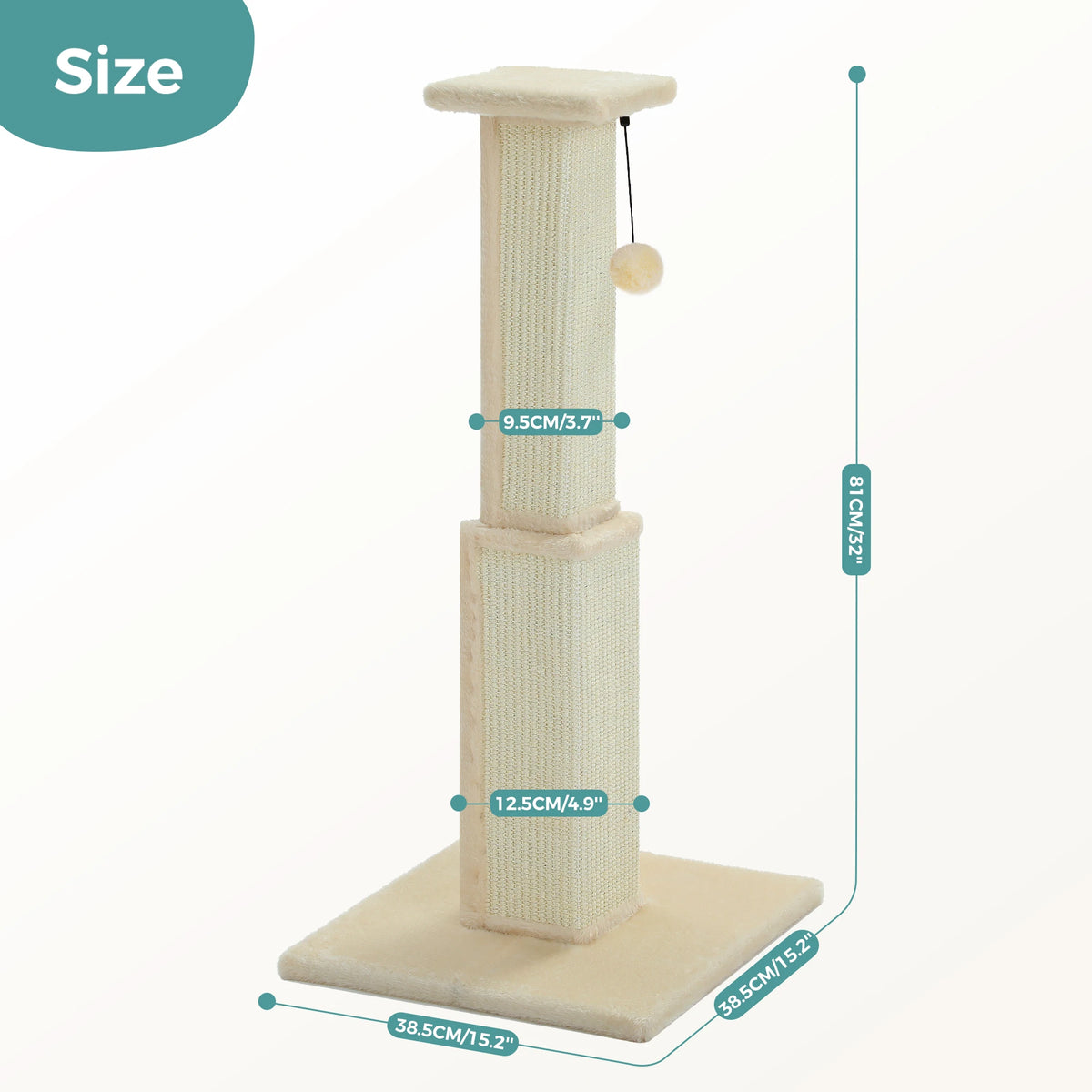 PAWZ Road Tall Cat Scratching Post With Sisal Ball