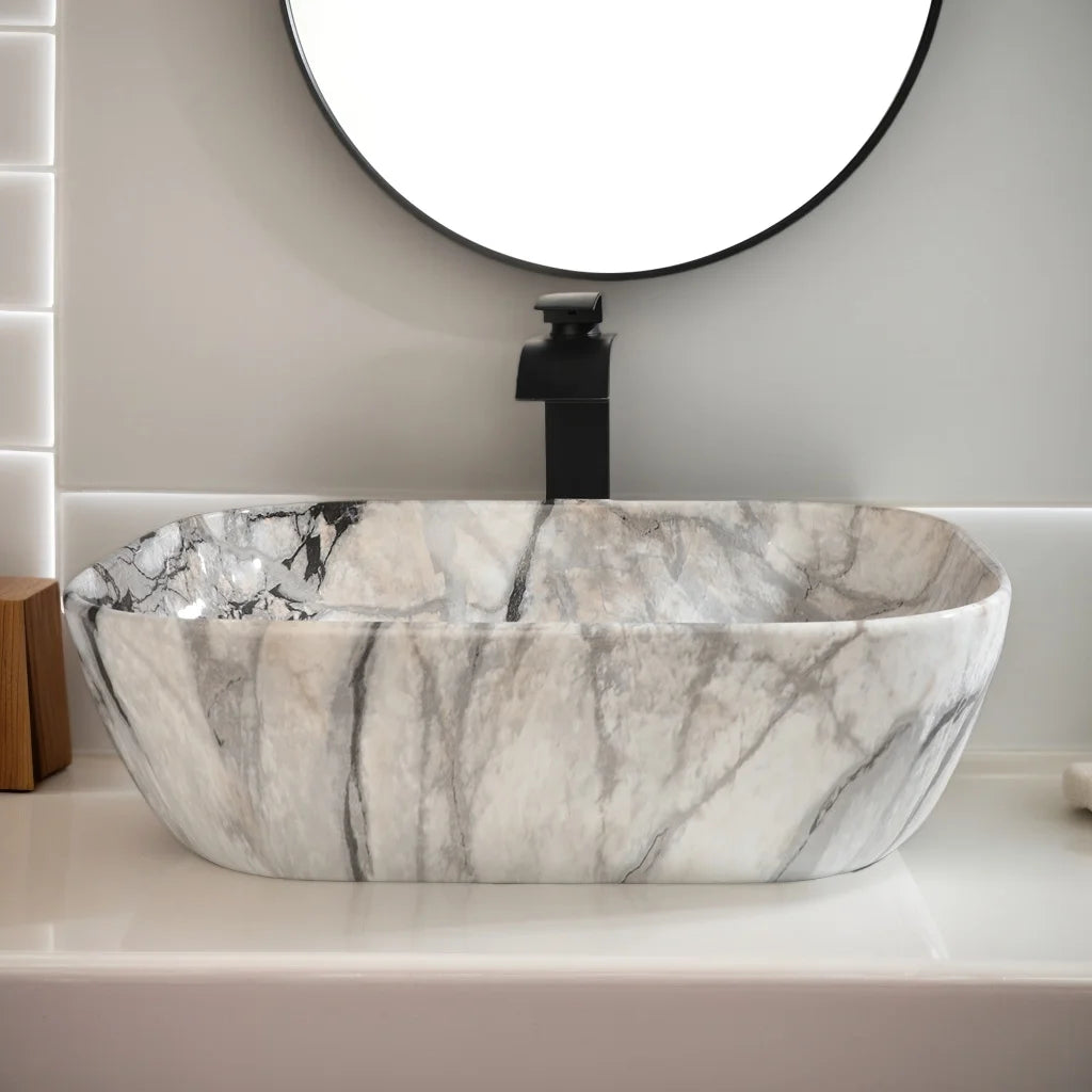 Torayvino Vessel Sink Set With Matte Black Faucet For Bathrooms