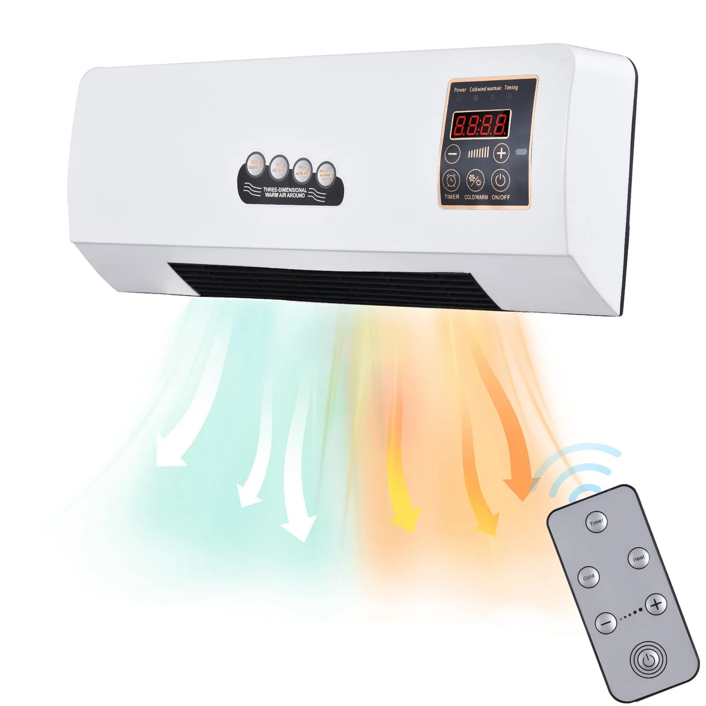 Wall Mounted Space Heater And Fan With Remote Control