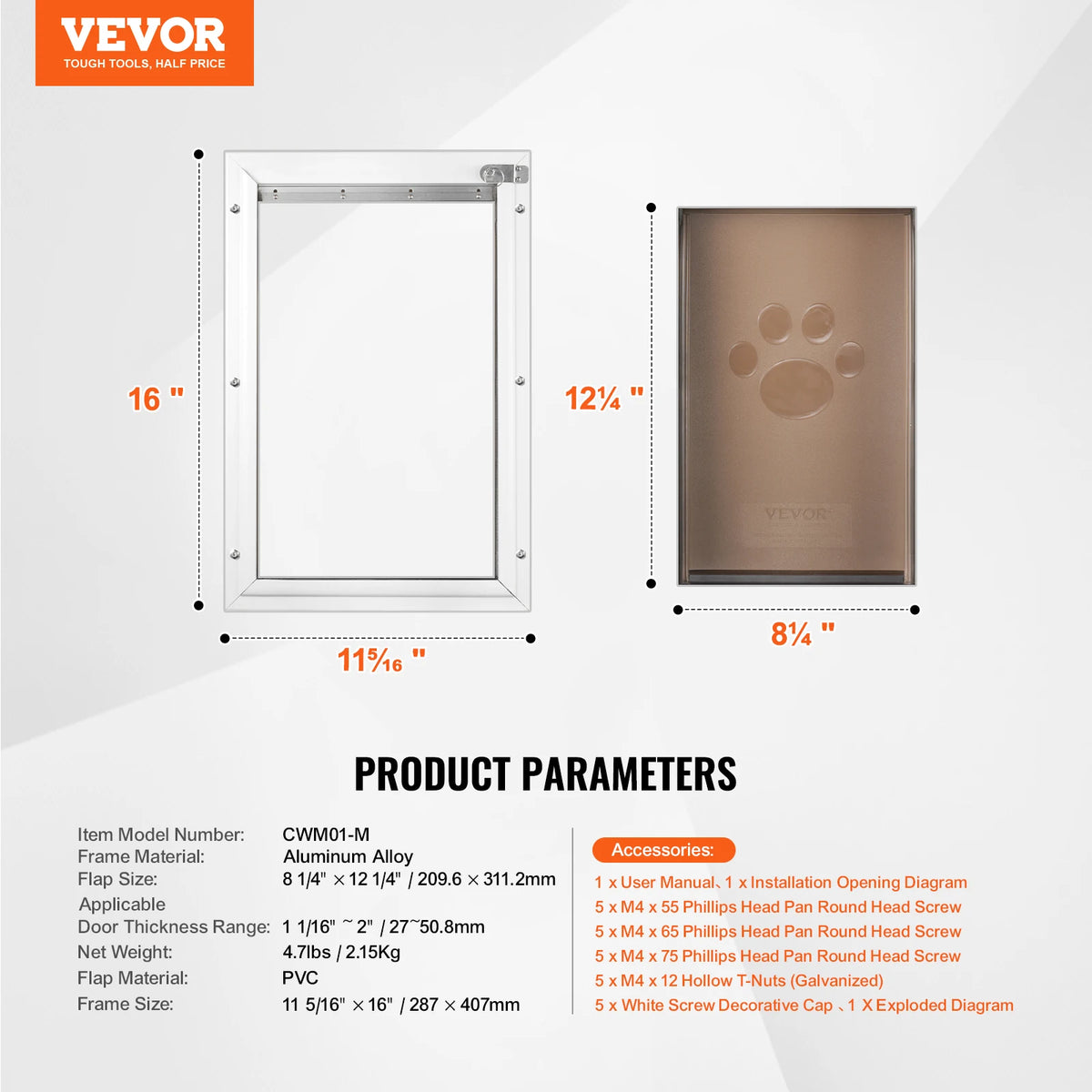 SucceBuy Aluminum Pet Door With Lock And Weatherproof Flap