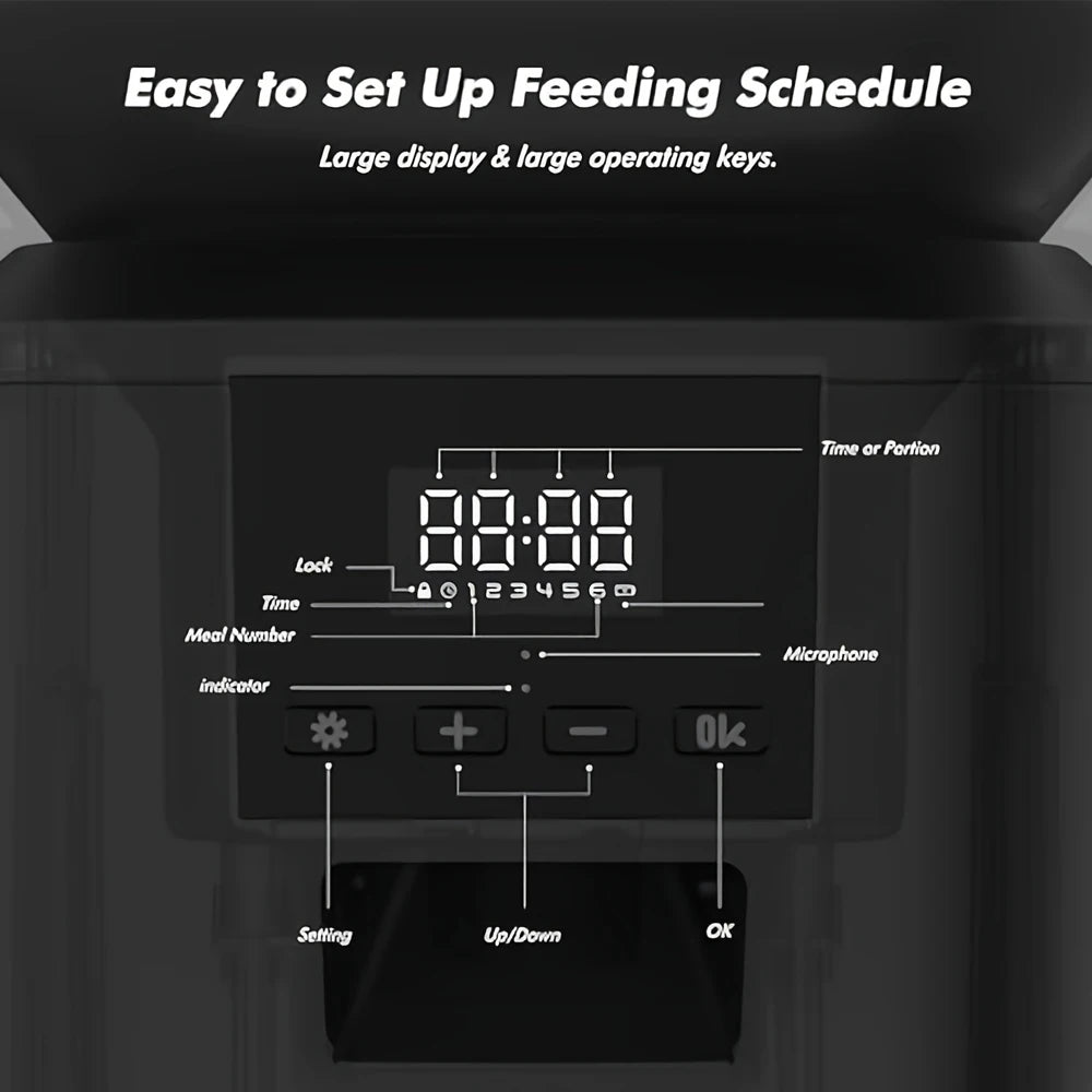 Nityers Automatic Cat Feeder With Key Control And Voice Recorder