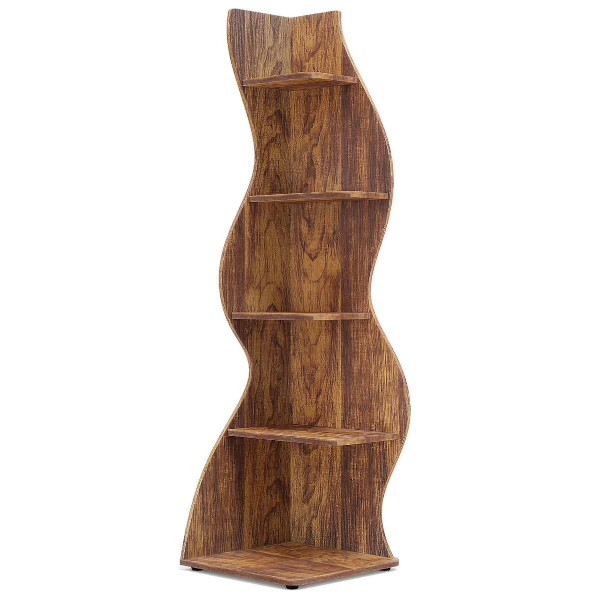 Tribesigns Modern Five Tier Corner Bookshelf Wooden Storage Rack