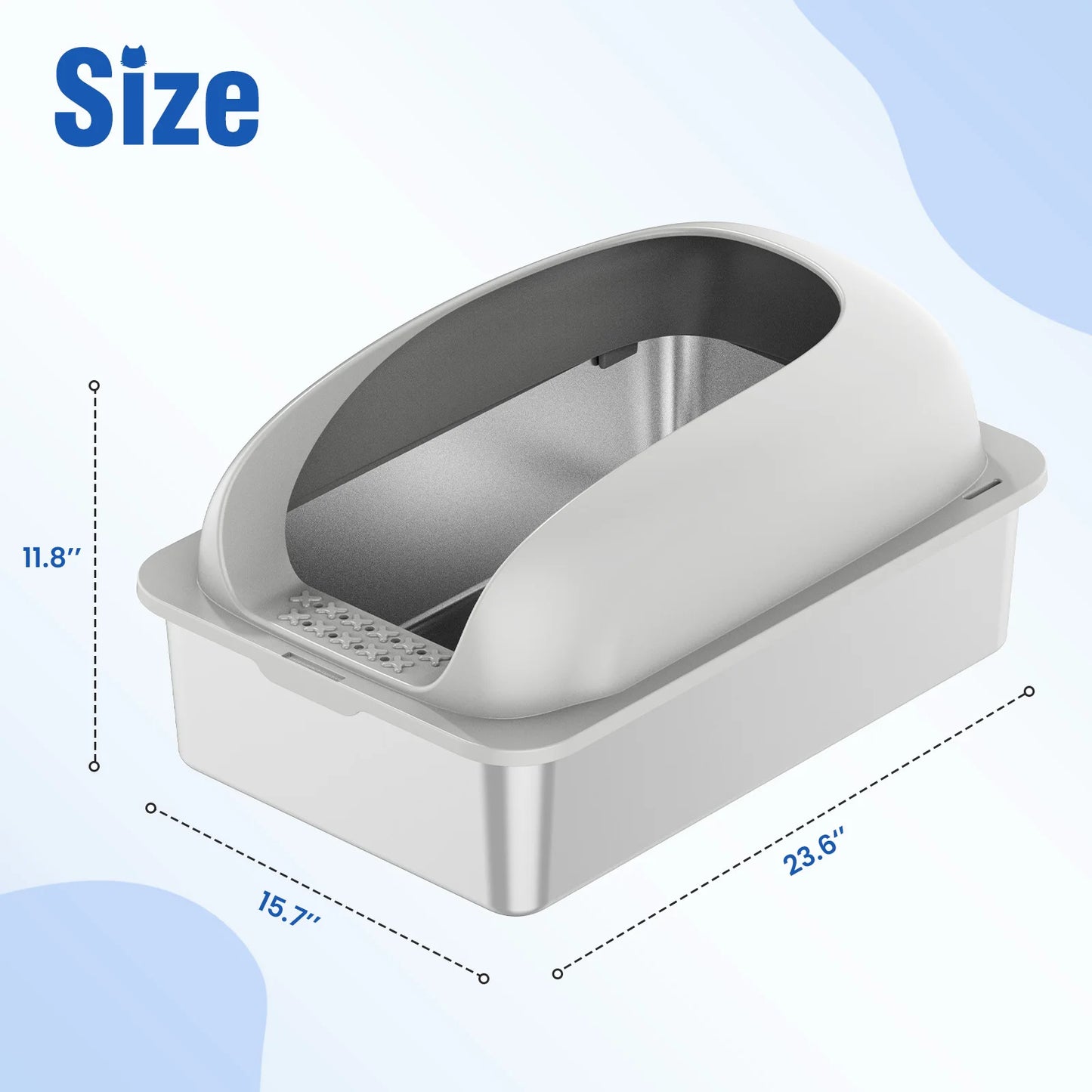 Stainless Steel Cat Litter Box With Lid For Large Cats Scoop Included