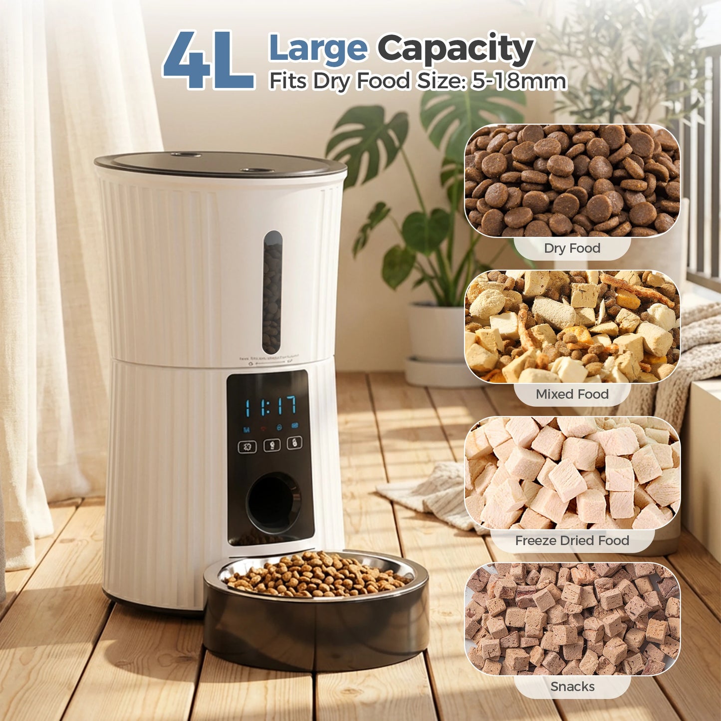 JHK Automatic Cat Feeder With WiFi Timed Dispenser App Control