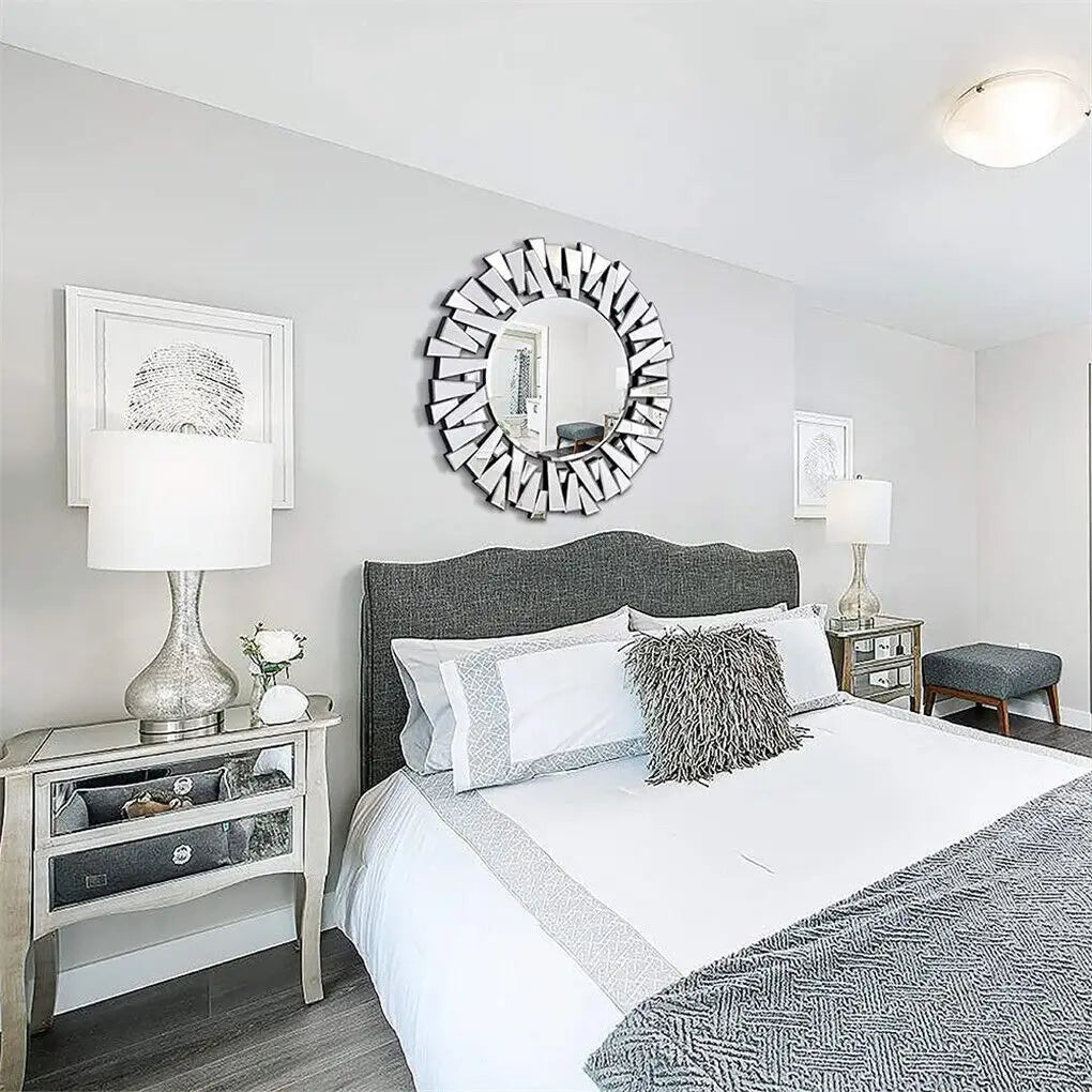 Luvodi Round Wall Mirror With Decorative Starburst Frame