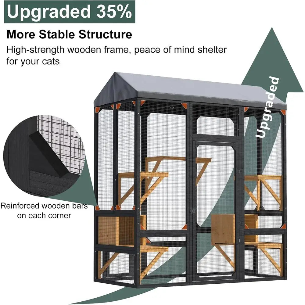 Outdoor Cat Enclosure Walk In Catio With Waterproof Roof