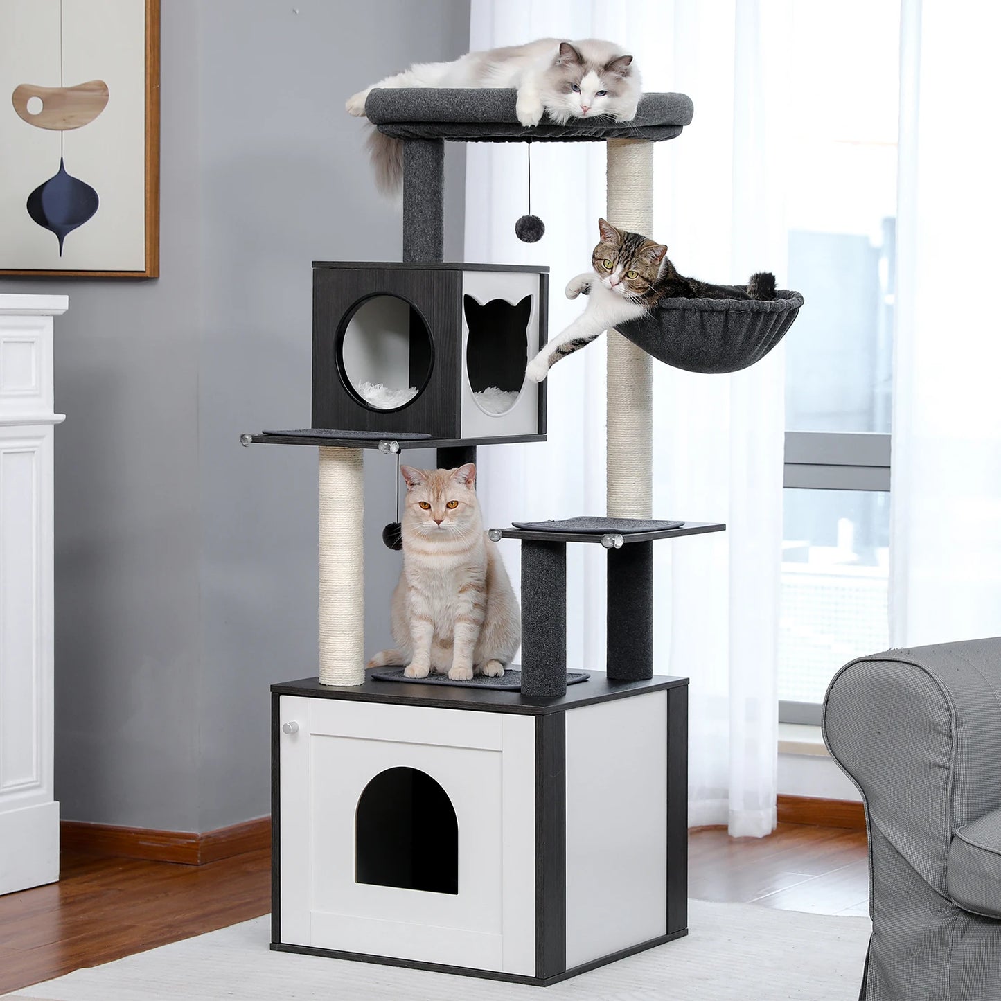 PAWZ Ro Multi Level Cat Tree Indoor Wood Tower Series