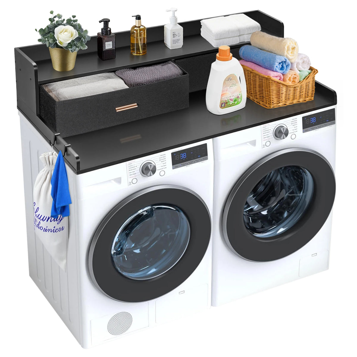 SucceBuy Washer Dryer Countertop Corner Laundry Organizer Wall Mounted Shelf