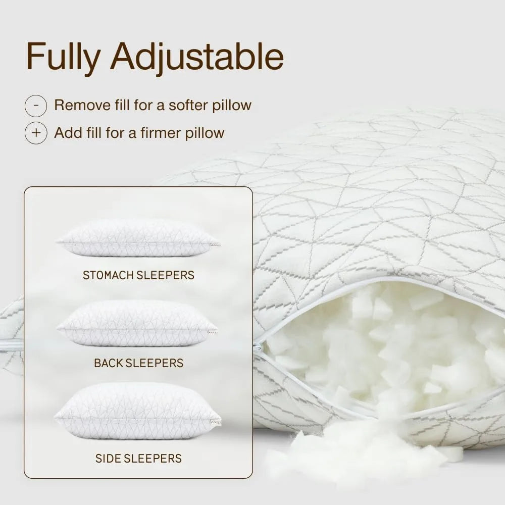 Coop Home Goods Adjustable Memory Foam Pillow For Back Sleepers