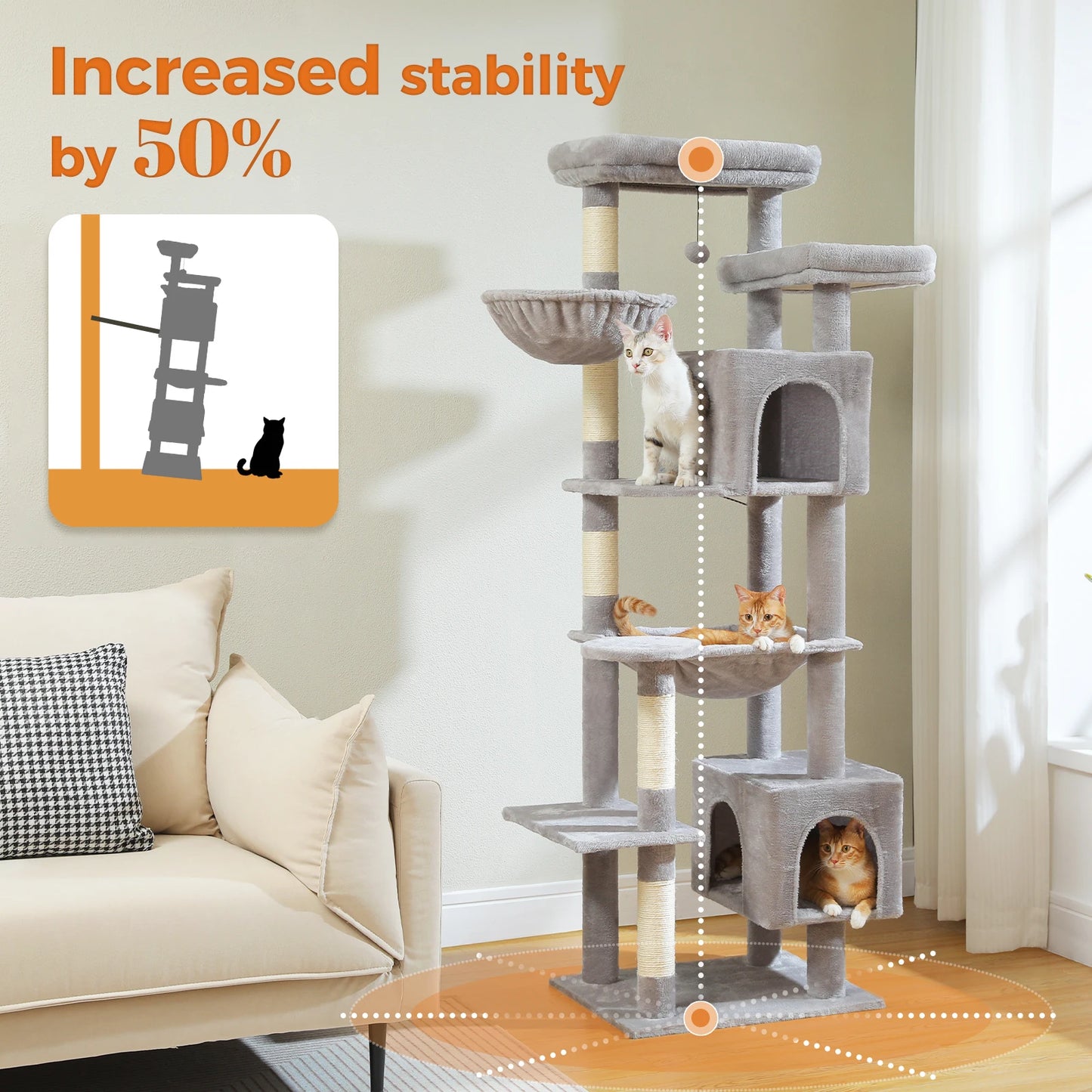 PAWZ Road Cat Tree With Hammock And Scratching Posts