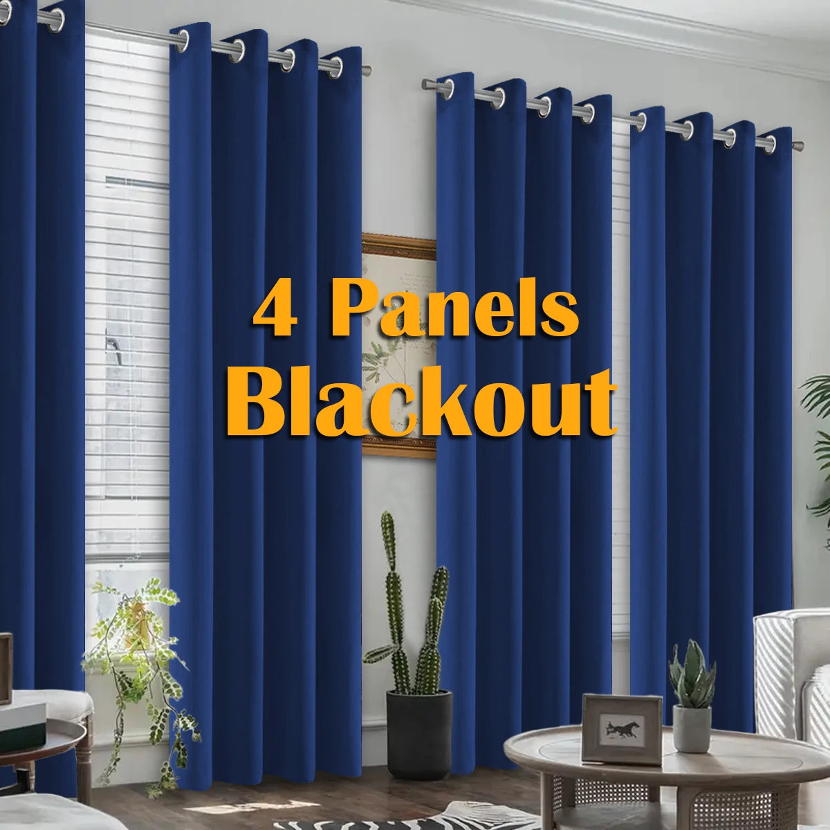 4 Pack Blackout Curtains Heat Insulated Noise Reduction