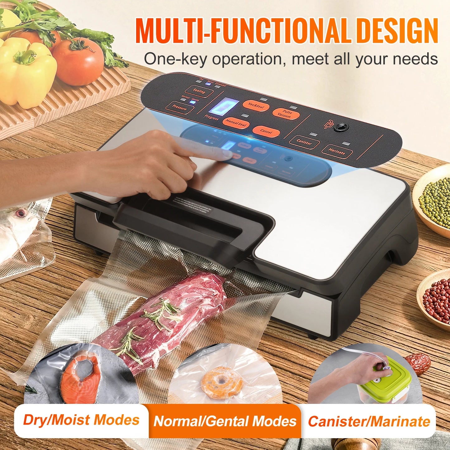 SucceBuy Vacuum Sealer Machine 90KPa 130W Free 10 Vacuum Bags