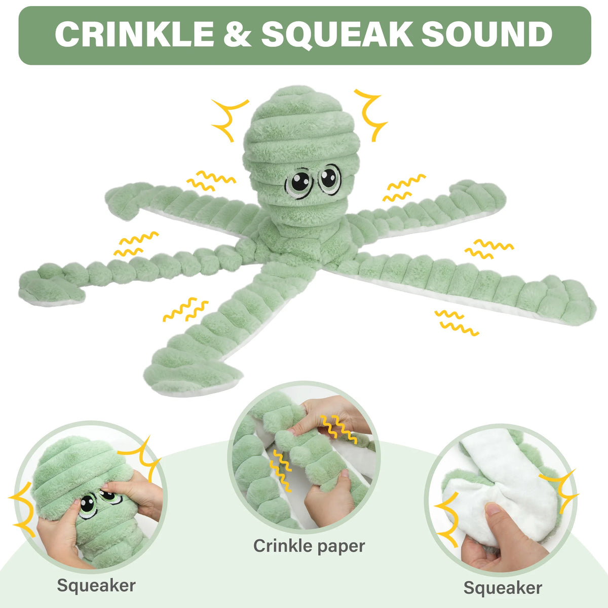 Octopus Plush Dog Toy With Squeaky Chew And Teeth Grinding