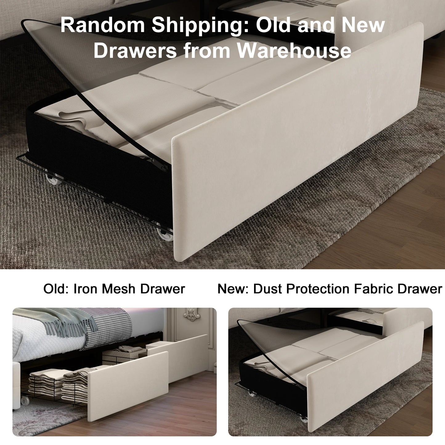 GEGOFORU Queen LED Bed Frame With Galaxy Projector And Bluetooth 4 Drawers