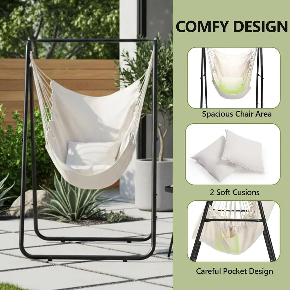 ONCLOUD Heavy Duty Hammock Chair with Stand and Pillows