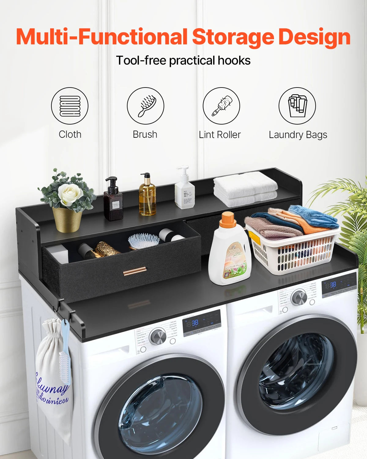 SucceBuy Washer Dryer Countertop Corner Laundry Organizer Wall Mounted Shelf