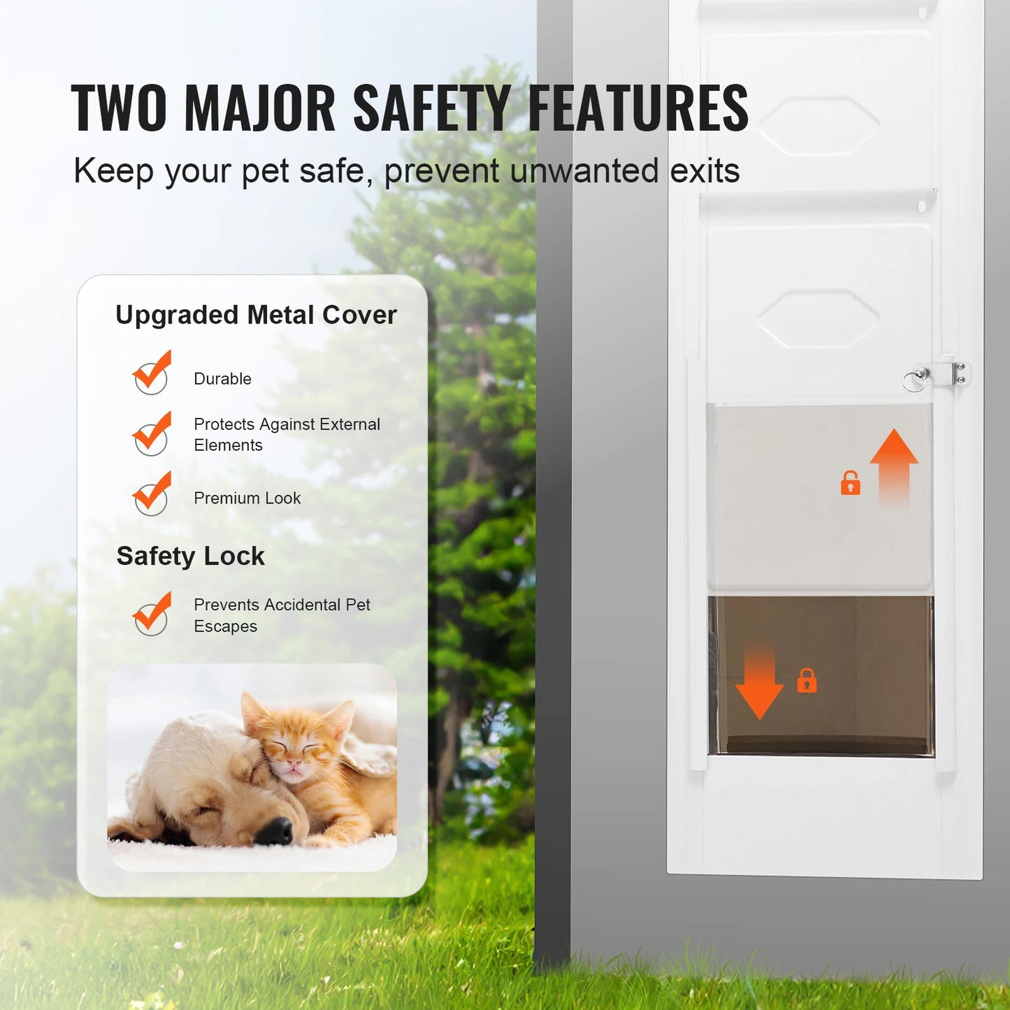 SucceBuy Adjustable Height Sliding Glass Dog Door With Tempered Glass
