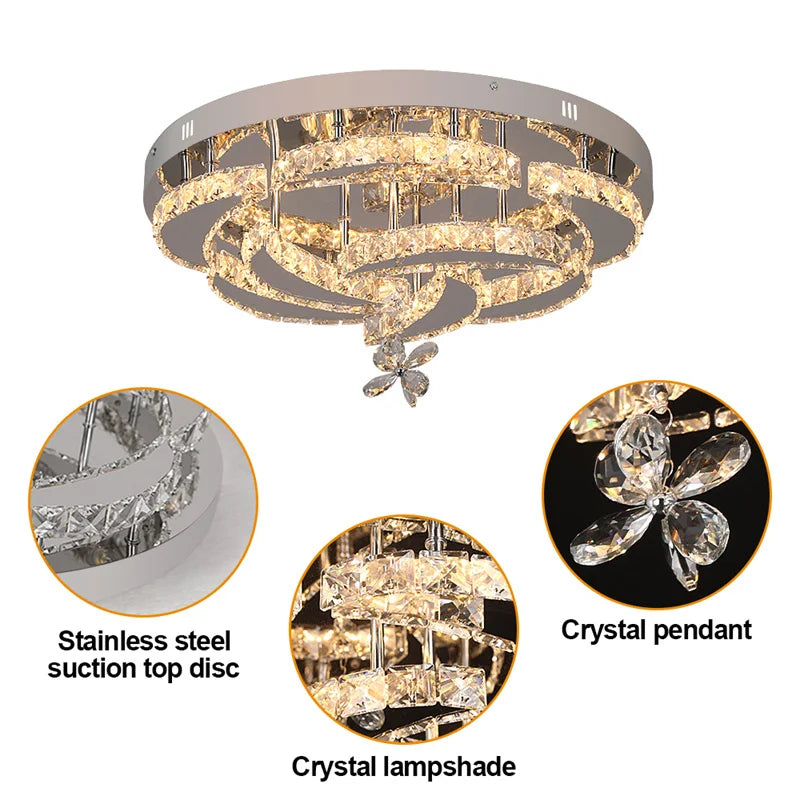 GreeLustr Crystal Ceiling Lamp Led Chandelier Pendant Lighting Living Room