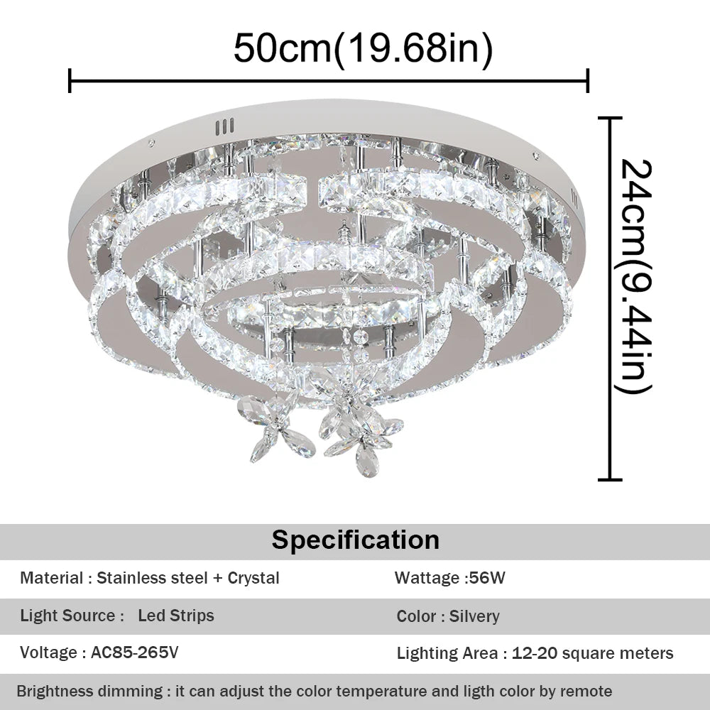 GreeLustr Crystal Ceiling Lamp Led Chandelier Pendant Lighting Living Room