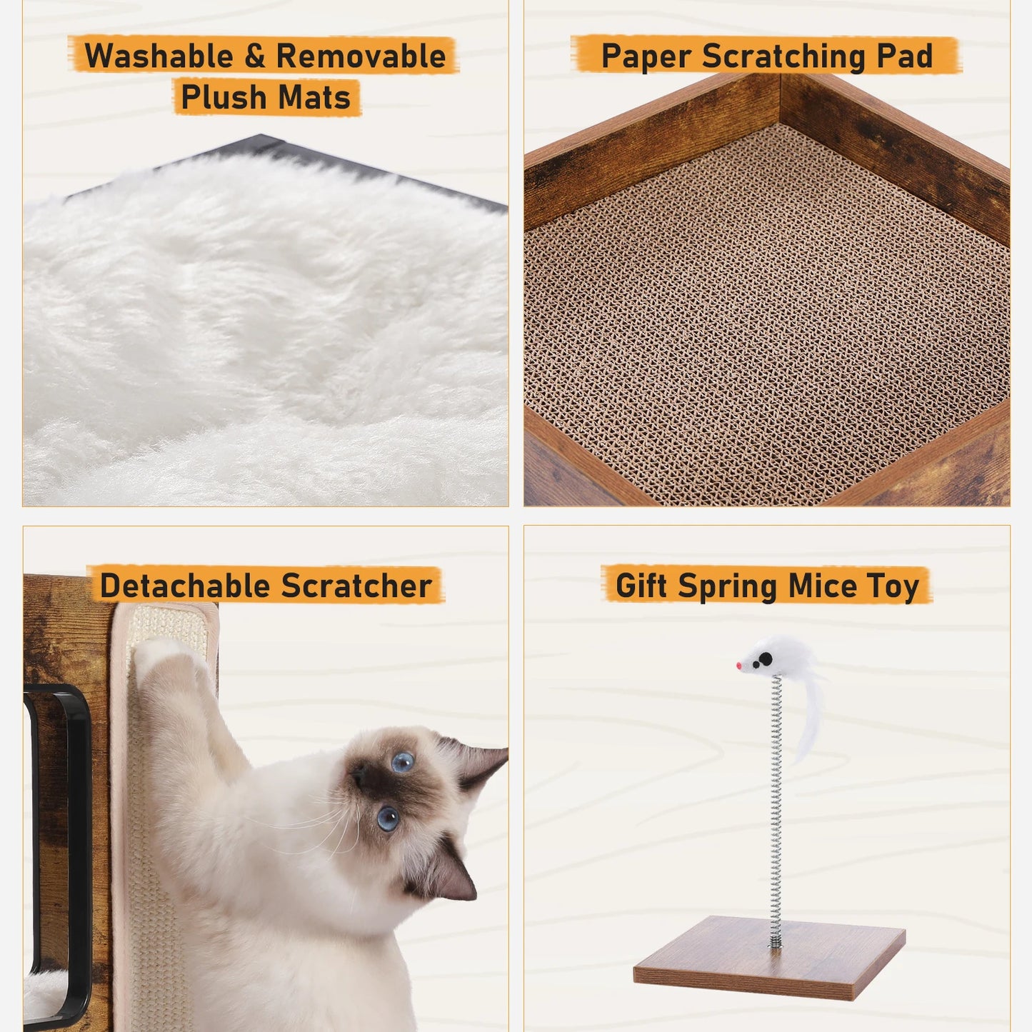 PAWZ Road Wood Cat Condo With Removable Soft Mats Kit