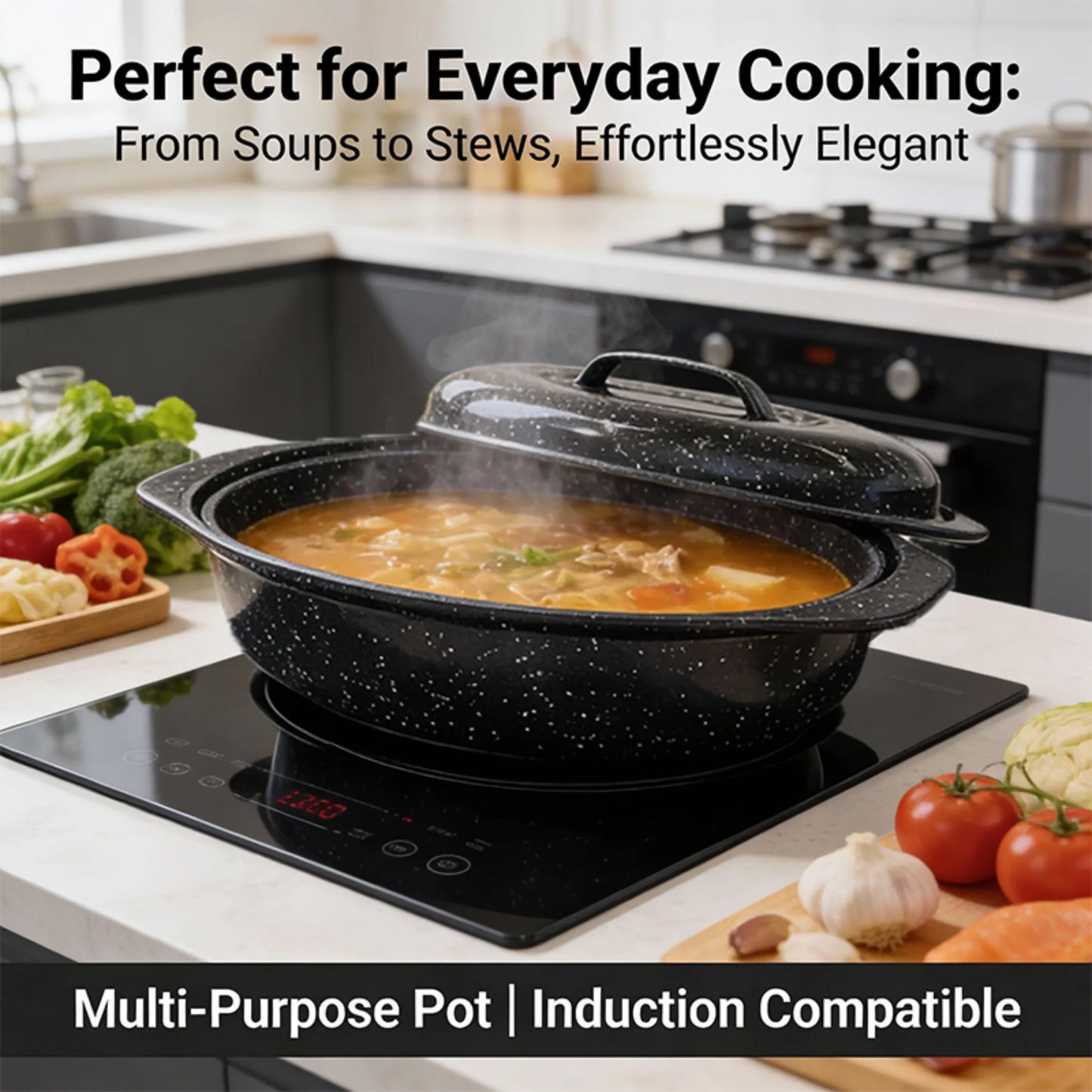 Oval Enamel Steel Roaster With Lid 932 Fahrenheit Heat Resistant