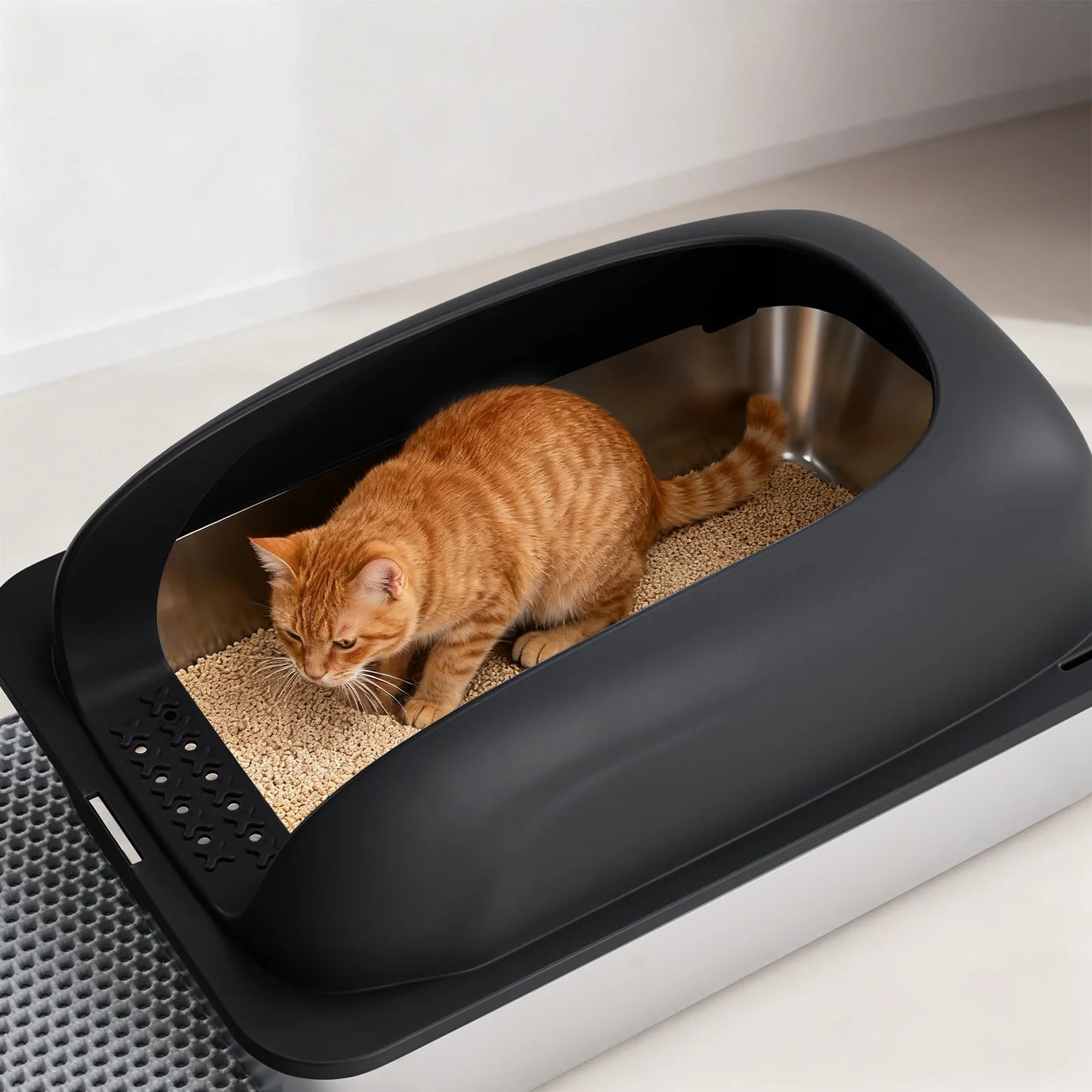 Stainless Steel Cat Litter Box With Lid For Large Cats Scoop Included