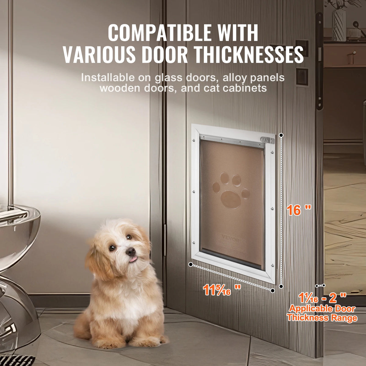 SucceBuy Aluminum Pet Door With Lock And Weatherproof Flap