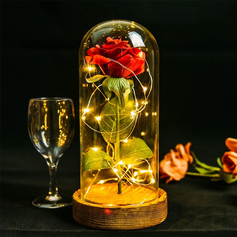 Ainyrose Eternal Rose Glass Dome Artificial Flower Wedding Gift