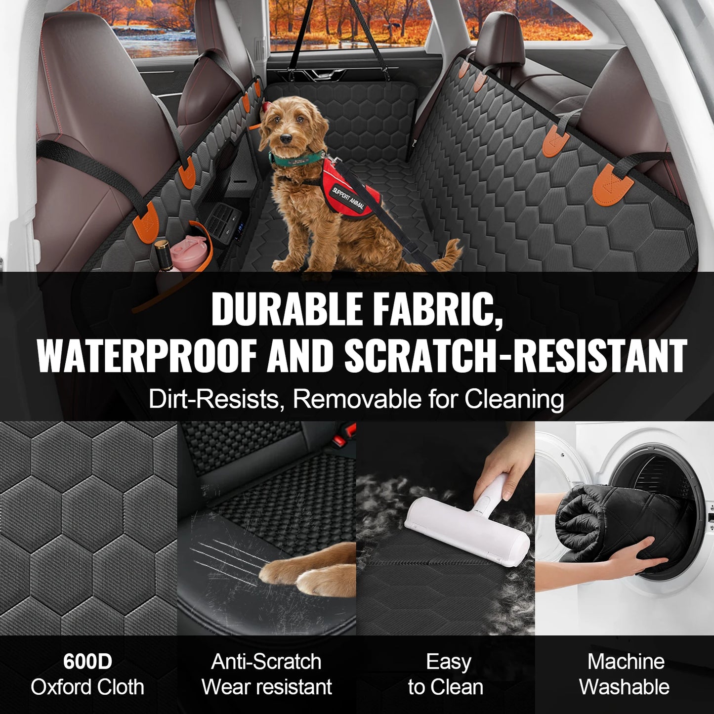 SucceBuy Dog Car Seat Extender With Mesh Window And Storage