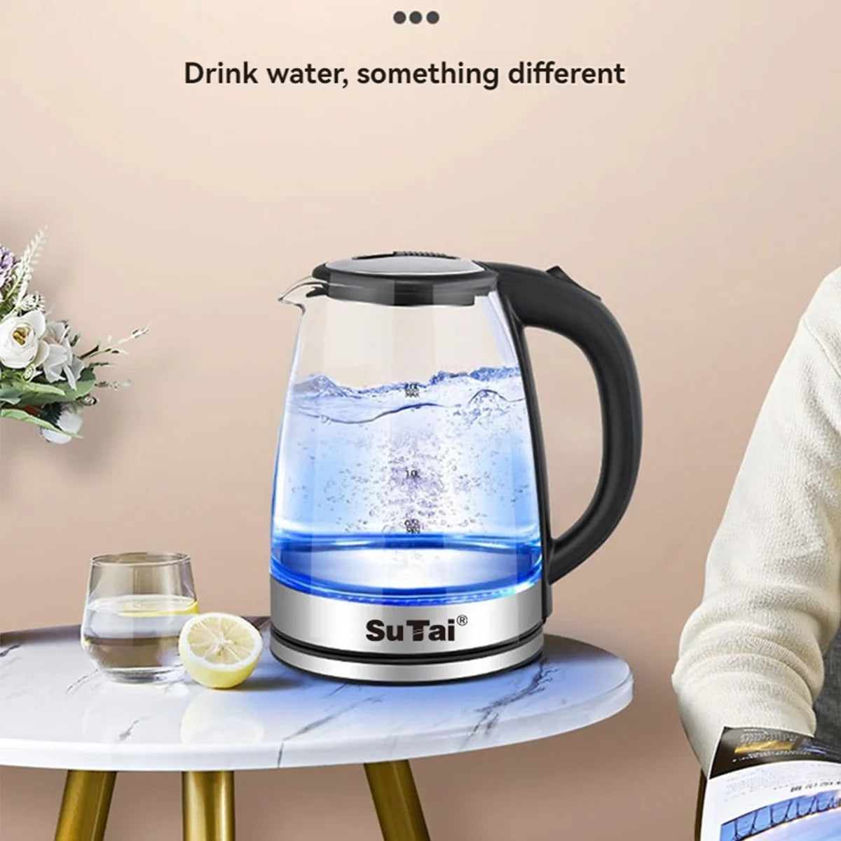 Octavo Electric Water Kettle Featuring Borosilicate Glass And LED Lighting