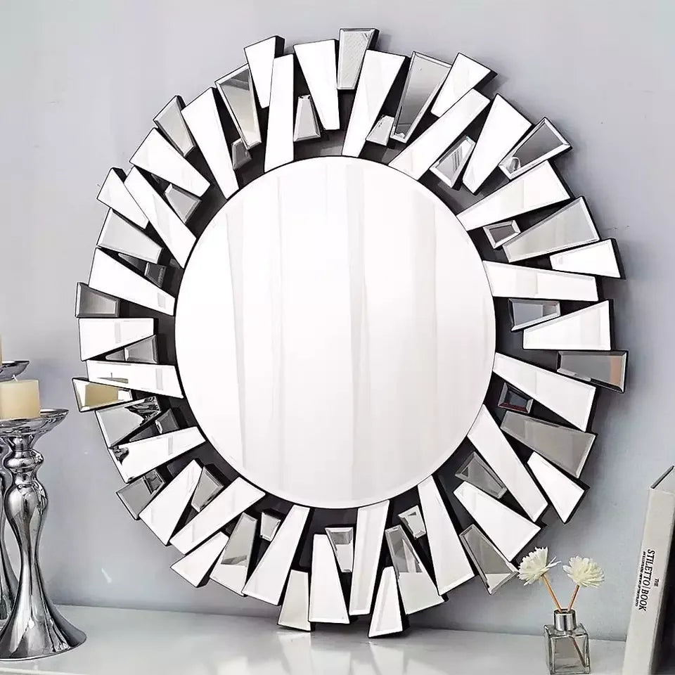 Luvodi Round Wall Mirror With Decorative Starburst Frame
